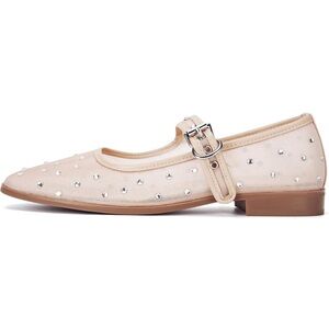 Mesh flats, Mary-Jane’s with rhinestones size 7 blush nude color
